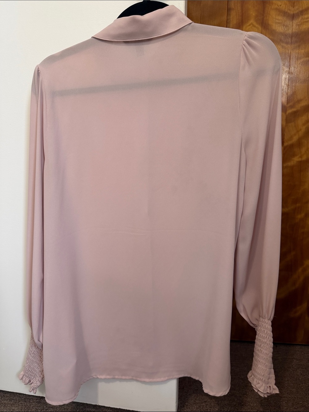 Express Pale Pink Long-Sleeve Button-Down Blouse - Picture 5 of 5